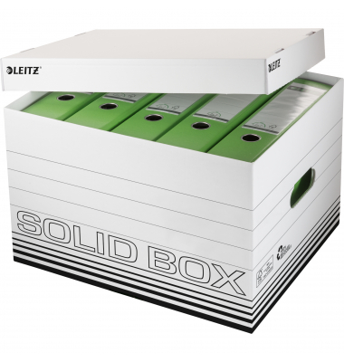 Archivbox Solid 6119-00-01, A4, wei&szlig;, innen 41,5x32,6x29cm (TxBxH), 100% Wellpappe (RC), 100% recycelbar