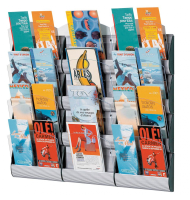 3 PAPERFLOW Wandprospekthalter Integral alu DIN A5, DIN A6 48 Fächer