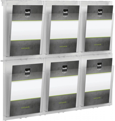 Wandprospekthalter the placativ transparent DIN A4 6 Fächer