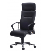 Chefsessel Eco Lux Leder schwarz, Gestell chrom