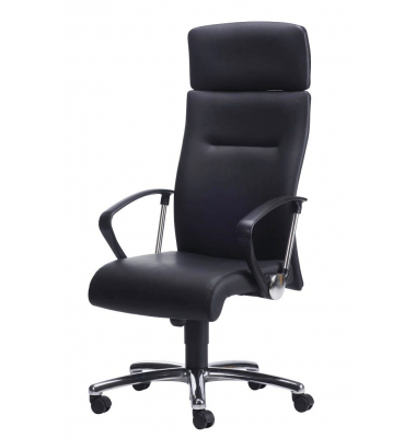Chefsessel Eco Lux Leder schwarz, Gestell chrom