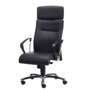 Chefsessel Neo Leder schwarz, Gestell chrom