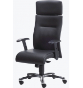 Chefsessel Neo Leder schwarz, Gestell chrom