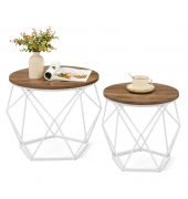 Couchtisch, 36/40cm (H), 40/50x40/50cm (BxT), rund, hellbraun / weiß