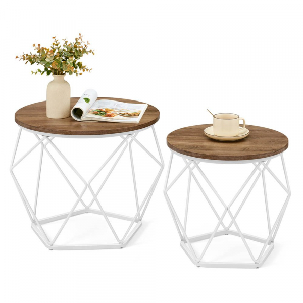 0194343144276 - Songmics - vasagle Couchtisch rund 2er Set Wohnzimmertisch Beistelltisch modern abnehmbare Tischplatte für Wohnzimmer honigbraun-wolkenweiß 0194343144276 - Songmics - vasagle Couchtisch rund 2er Set Wohnzimmertisch Beistelltisch modern abnehmbare Tischplatte für Wohnzimmer honigbraun-wolkenweiß