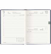 Taschenkalender 610-1001, farbig sortiert, /schwarz, blau, gr&uuml;n, weinrot).Jahreszahl silber, 1 Tag / 1 Seite, Sa/So 1 Seite, 10,