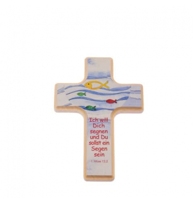 Kinderkreuz Fisch blaurot