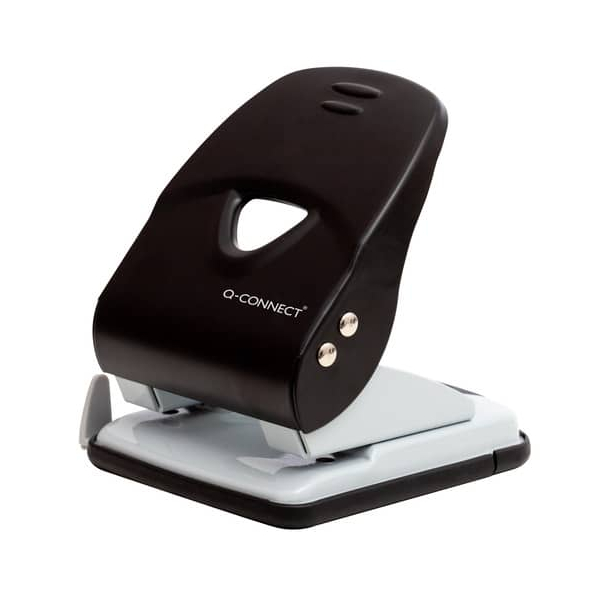 Q-connect Bürolocher KF14221, schwarz/grau, bis 35mm 40 Blatt, mit Anschlagschiene 5705831142213 Q-connect