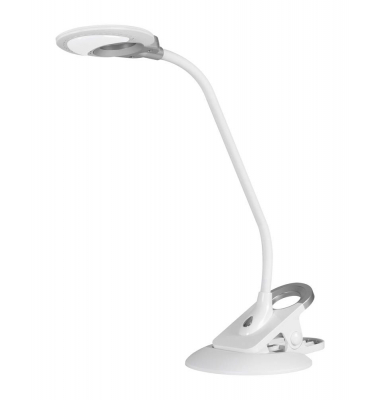 Swirl Schreibtischlampe weiß, silber 4 W mit Tischklemme