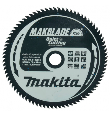 B-32655 MAKBLADE Kreissägeblatt 260,0 °, 80 Zähne