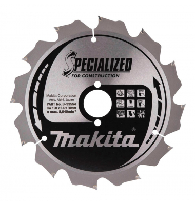 B-33554 SPECIALIZED Kreissägeblatt 190,0 mm, 12 Zähne