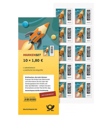 1,80 € Briefmarken Raketenpost selbstklebend 1,80 € Briefmarken Raketenpost selbstklebend