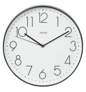 Wanduhr Korsika weiß schwarz Kunststoff, Ø 30,0 cm