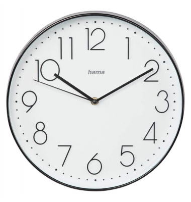Wanduhr Korsika weiß schwarz Kunststoff, Ø 30,0 cm