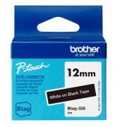 Schriftband Btag Btag-335 BTAG335, 12 mm weiß auf schwarz