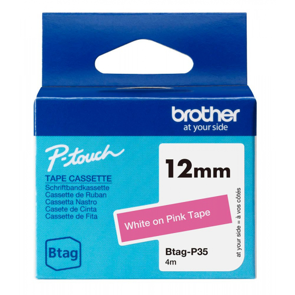 4977766836036 - Schriftband Btag Btag-P35 BTAGP35 12 mm weiß auf pink 4977766836036 Brother
