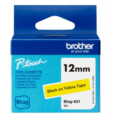 Schriftband Btag Btag-631 BTAG631, 12 mm schwarz auf gelb