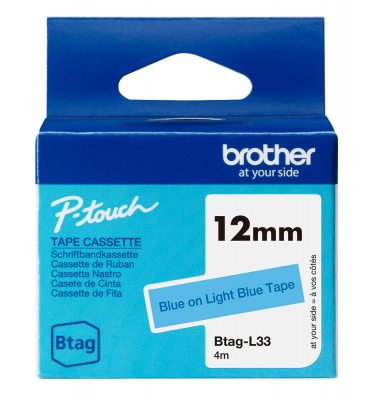 Schriftband Btag Btag-L33 BTAGL33, 12 mm blau auf blau