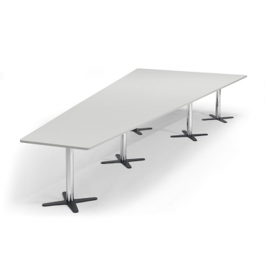 Konferenztisch DUBLIN, 73,5cm (H), 500x80/205cm (BxT), 12 Personen, Trapezform, lichtgrau / chrom/anthrazit