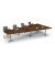Konferenztisch 330292, 73,5cm (H), 380x80/197,5cm (BxT), 8 Personen, Trapezform, Nussdekor dunkel / silber