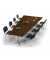 Konferenztisch DUBLIN, 73,5cm (H), 380x80/197,5cm (BxT), 8 Personen, Trapezform, nussbaum dunkel / silber