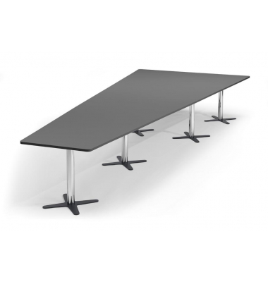 Konferenztisch 330314, 73,5cm (H), 500x80/205cm (BxT), 12 Personen, Trapezform, anthrazit / chrom/anthrazit