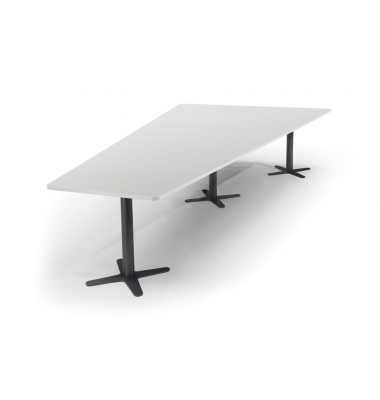 Konferenztisch DUBLIN, 73,5cm (H), 380x80/197,5cm (BxT), 8 Personen, Trapezform, lichtgrau / anthrazit
