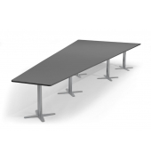 Konferenztisch DUBLIN, 73,5cm (H), 500x80/205cm (BxT), 12 Personen, Trapezform, anthrazit / silber