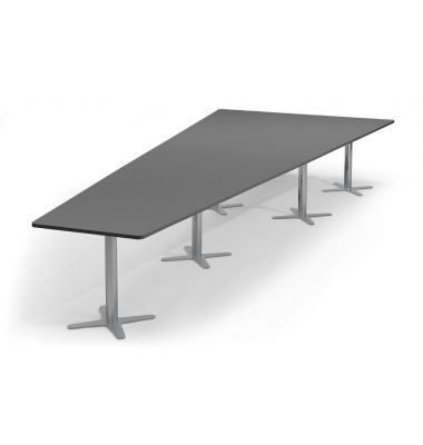Konferenztisch DUBLIN, 73,5cm (H), 500x80/205cm (BxT), 12 Personen, Trapezform, anthrazit / silber