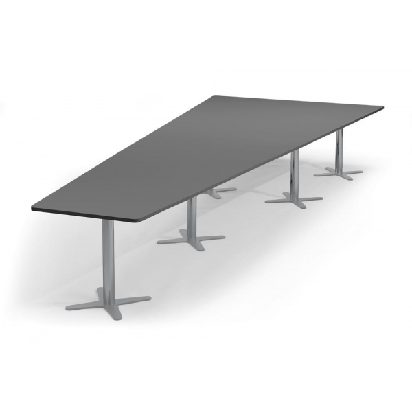 Deskin Konferenztisch DUBLIN, 73,5cm (H), 500x80/205cm (BxT), 12 Personen, Trapezform, anthrazit / silber  Deskin