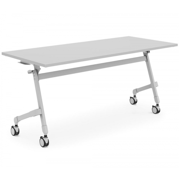Deskin Klapptisch, 120x80cm (BxT), 72cm (H), Holz, rechteckig, lichtgrau / silber, mit Rollen  Deskin