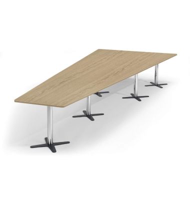 Konferenztisch 330315, 73,5cm (H), 500x80/205cm (BxT), 12 Personen, Trapezform, eiche hell / chrom/anthrazit