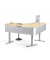 Schreibtisch FLEX MODUL, elektrisch h&ouml;henverstellbar, 60,5-125,5cm (H), 180/140x80cm (BxT), L-Form, ahorn / silber
