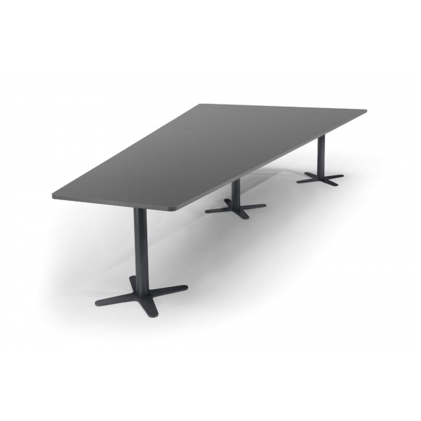 Deskin Konferenztisch DUBLIN, 73,5cm (H), 380x80/197,5cm (BxT), 8 Personen, Trapezform, anthrazit / anthrazit  Deskin