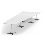 Konferenztisch 330316, 73,5cm (H), 500x80/205cm (BxT), 12 Personen, Trapezform, weiß / chrom/anthrazit