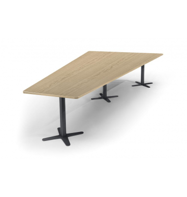 Konferenztisch 330295, 73,5cm (H), 380x80/197,5cm (BxT), 8 Personen, Trapezform, eiche hell / anthrazit