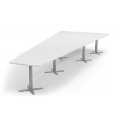 Konferenztisch 330306, 73,5cm (H), 500x80/205cm (BxT), 12 Personen, Trapezform, weiß / silber