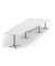 Konferenztisch DUBLIN, 73,5cm (H), 500x80/205cm (BxT), 12 Personen, Trapezform, wei&szlig; / silber