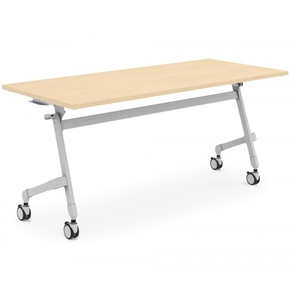 Deskin Klapptisch, 120x80cm (BxT), 72cm (H), Holz, rechteckig, ahorn / silber, mit Rollen  Deskin