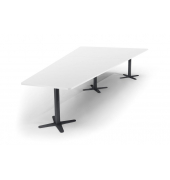 Konferenztisch DUBLIN, 73,5cm (H), 380x80/197,5cm (BxT), 8 Personen, Trapezform, wei&szlig; / anthrazit