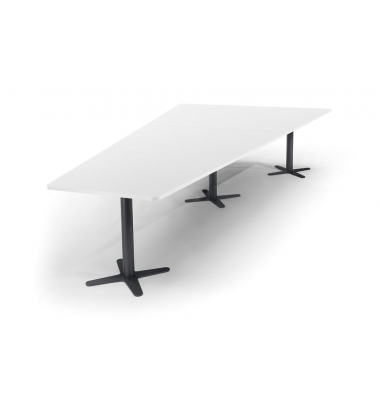 Konferenztisch DUBLIN, 73,5cm (H), 380x80/197,5cm (BxT), 8 Personen, Trapezform, wei&szlig; / anthrazit