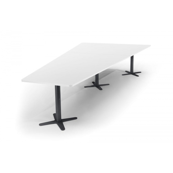 Deskin Konferenztisch DUBLIN, 73,5cm (H), 380x80/197,5cm (BxT), 8 Personen, Trapezform, weiß / anthrazit  Deskin