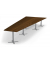 Konferenztisch DUBLIN, 73,5cm (H), 500x80/205cm (BxT), 12 Personen, Trapezform, Nussdekor dunkel / silber