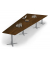 Konferenztisch DUBLIN, 73,5cm (H), 500x80/205cm (BxT), 12 Personen, Trapezform, nussbaum dunkel / silber