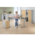 Schreibtisch FLEX MODUL, elektrisch h&ouml;henverstellbar, 60,5-125,5cm (H), 180/140x80cm (BxT), L-Form, buche / silber