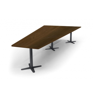 Konferenztisch DUBLIN, 73,5cm (H), 380x80/197,5cm (BxT), 8 Personen, Trapezform, Nussdekor dunkel / anthrazit