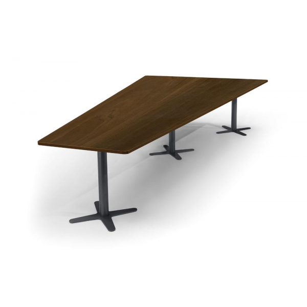 Deskin Konferenztisch DUBLIN, 73,5cm (H), 380x80/197,5cm (BxT), 8 Personen, Trapezform, nussbaum dunkel / anthrazit  Deskin