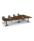 Konferenztisch 330297, 73,5cm (H), 380x80/197,5cm (BxT), 8 Personen, Trapezform, Nussdekor dunkel / anthrazit