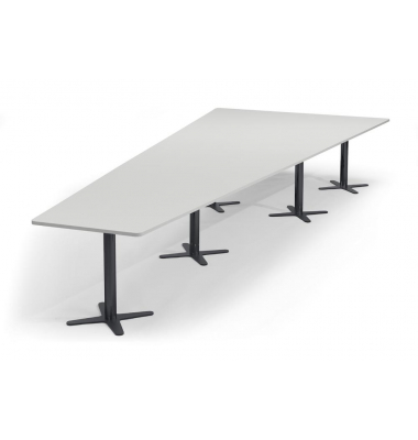 Konferenztisch 330308, 73,5cm (H), 500x80/205cm (BxT), 12 Personen, Trapezform, lichtgrau / anthrazit