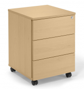 Rollcontainer 349373, buche, 3 Schubladen, Metall, abschlie&szlig;bar